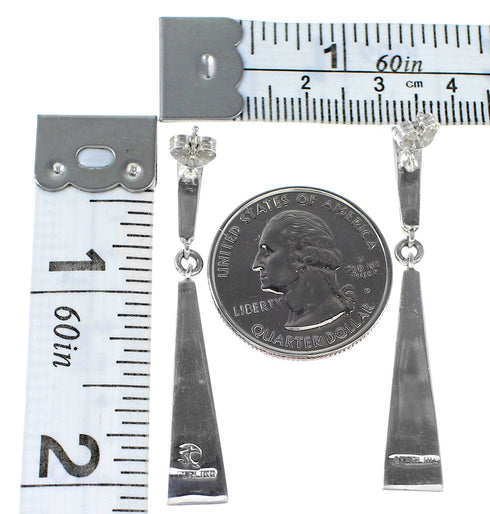 Turquoise Southwest Sterling Silver Post Dangle Earrings AX94587